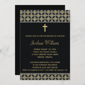 黒い金ゴールドの洗礼の《キリスト教》洗礼式や命名式の招待状 招待状 (正面/裏面)