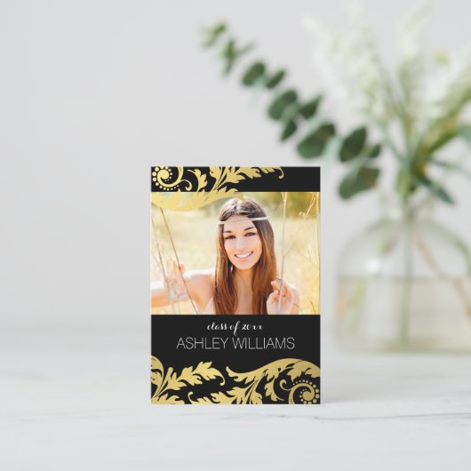 黒い金ゴールドの渦巻年長Repのマーケティング コーリングカード (スタンド正面)