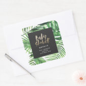 黒い金ゴールドの熱帯の葉モダンの赤ちゃんシャワー スクエアシール (封筒)