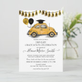 黒い金ゴールドの甲虫の風船が卒業して運転 招待状 (スタンド正面)