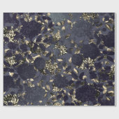 黒い金ゴールドの白くモダンなヴィンテージの花柄Toile ラッピングペーパー (フラット)