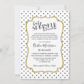 黒い金ゴールドの白人の水玉模様のベビーは招待状を振りかけます 招待状 (正面)
