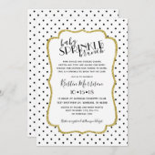 黒い金ゴールドの白人の水玉模様のベビーは招待状を振りかけます 招待状 (正面/裏面)