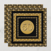 黒い金ゴールドの第50誕生日"どのイベント"でも 招待状 (正面/裏面)
