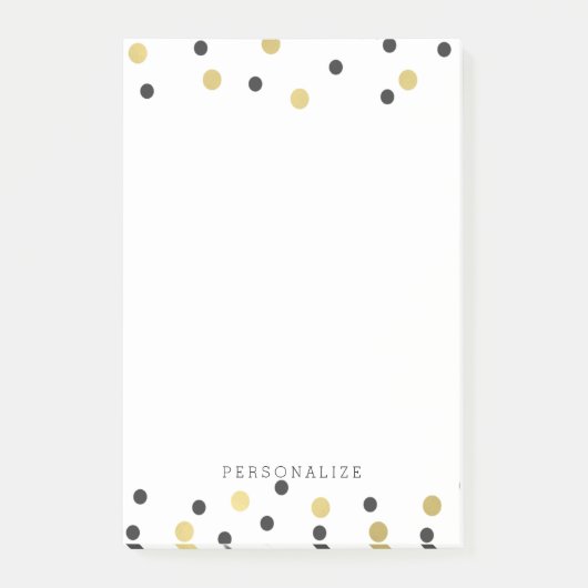 黒い金ゴールドの紙吹雪 ポストイット (正面)