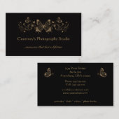 黒い金ゴールドの線条細工の蝶名刺 名刺 (正面/裏面)