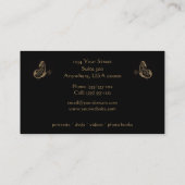 黒い金ゴールドの線条細工の蝶名刺 名刺 (裏面)