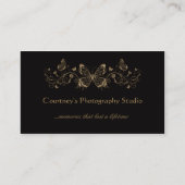 黒い金ゴールドの線条細工の蝶名刺 名刺 (正面)