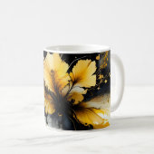 黒い金ゴールドの花大理石 コーヒーマグカップ (正面右)