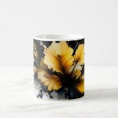 黒い金ゴールドの花大理石 コーヒーマグカップ (中央)