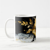 黒い金ゴールドの花大理石 コーヒーマグカップ (左)