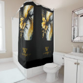 黒い金ゴールドの花大理石 シャワーカーテン (インサイチュ)