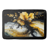 黒い金ゴールドの花大理石 バスマット (正面)