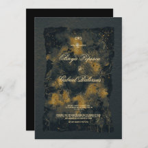 黒い金ゴールドの花、水色テクスチャ紙Wedd