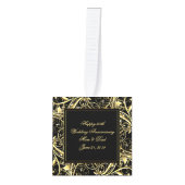 黒い金ゴールドの華麗さ第50の結婚記念日 キューブオーナメント (正面)