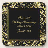 黒い金ゴールドの華麗さ第50記念日 コースター (正面)