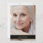 黒い金ゴールドの葉のお祝いの写真 招待状 (裏面)