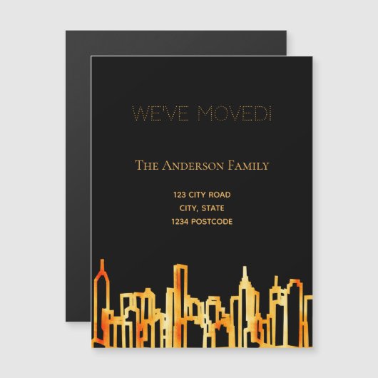 黒い金ゴールドの街のスカイライン我々は発表を移動 (正面/裏面)