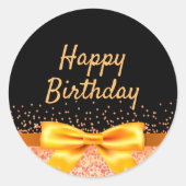 黒い金ゴールドの誕生日 ラウンドシール (正面)