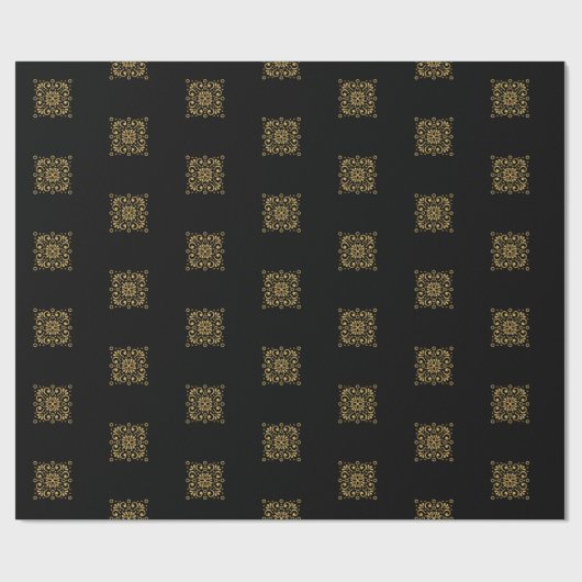黒い金ゴールドの贅沢な贅沢な誕生日プレゼントの覆い ラッピングペーパー (フラット)