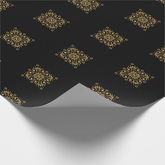 黒い金ゴールドの贅沢な贅沢な誕生日プレゼントの覆い ラッピングペーパー (角)