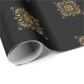 黒い金ゴールドの贅沢な贅沢な誕生日プレゼントの覆い ラッピングペーパー (ロールコーナー)