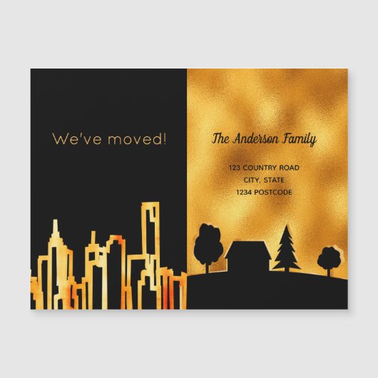 黒い金ゴールドの都市の国の私たちは発表を移動 (正面)