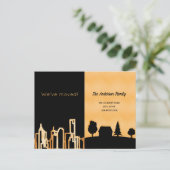 黒い金ゴールドの都市の国の私たちは発表を移動 案内ポストカード (スタンド正面)