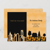 黒い金ゴールドの都市の国の私たちは発表を移動 案内ポストカード (正面/裏面)