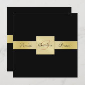黒い金ゴールドの金属のモノグラムのリボンのフォーマルな招待状 招待状 (正面/裏面)