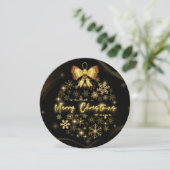 黒い金ゴールドの雪の輝く光のクリスマスボール シーズンカード (スタンド正面)