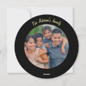 黒い金ゴールドの雪の輝く光のクリスマスボール シーズンカード (裏面)