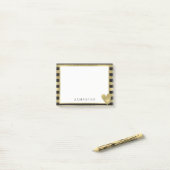 黒い金ゴールドの魅力はパーソナライズなハートと縞で飾ります ポストイット (デスク上)