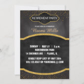 黒い金ゴールドの黒板の先生の退職パーティー 招待状 (正面)