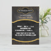 黒い金ゴールドの黒板の先生の退職パーティー 招待状 (スタンド正面)