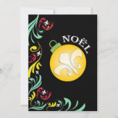 黒い金ゴールドの（紋章の）フラ・ダ・リのクリスマスのパーティの招待状 招待状 (正面)