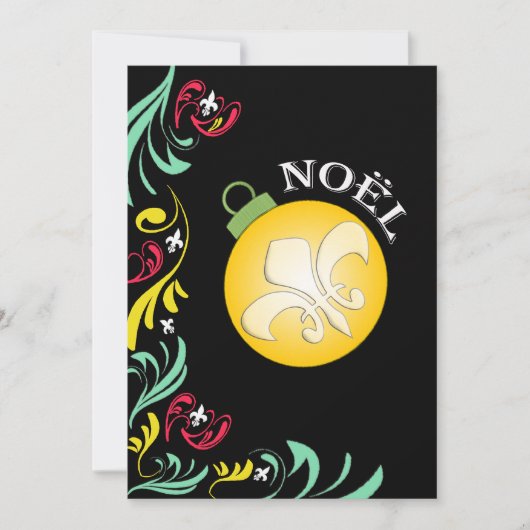 黒い金ゴールドの（紋章の）フラ・ダ・リのクリスマスのパーティの招待状 招待状 (正面)