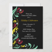 黒い金ゴールドの（紋章の）フラ・ダ・リのクリスマスのパーティの招待状 招待状 (裏面)