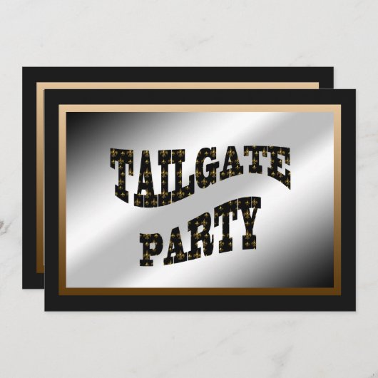 黒い金ゴールドの(紋章の)フラ・ダ・リのテールゲートパーティ 招待状 (正面/裏面)