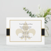 黒い金ゴールドの(紋章の)フラ・ダ・リのパーティーの時間 招待状 (スタンド正面)