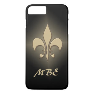 黒い金ゴールドの(紋章の)フラ・ダ・リ iPhone 8 PLUS/7 PLUSケース