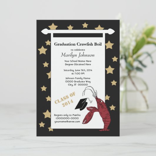 黒い金ゴールドのCrawfish/ロブスターは卒業を主演します 招待状 (スタンド正面)
