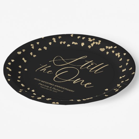 黒い金ゴールドはまだ一結婚の誓いの更新 ペーパープレート (アングル)