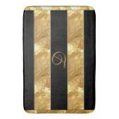 黒い金ゴールドは縞で飾ります バスマット (正面縦)