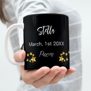 黒い金ゴールドめまい星星座の誕生日 コーヒーマグカップ