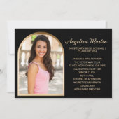 黒い金ゴールドアーチ写真卒業のお知らせ 案内状 (正面)