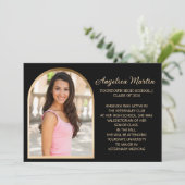 黒い金ゴールドアーチ写真卒業のお知らせ 案内状 (スタンド正面)