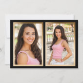 黒い金ゴールドアーチ写真卒業のお知らせ 案内状 (裏面)