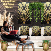 黒い金ゴールドアールデコエジプトスタイル16 x 16綿 クッション