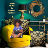 黒い金ゴールドアールデコエジプトスタイル16 x 16綿 クッション